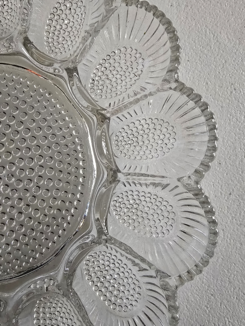 Vintage Hobnail Deviled Egg Plater Clear Pressed Glass Serving Tray - Picture 2 of 7